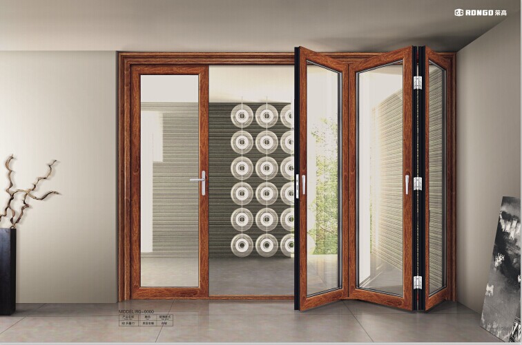 榮高82折疊門 鋁合金折疊式門 美國金橡 白玻 RG-0000