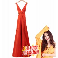 溫碧霞IRENENA服裝品牌高端深V長裙夏季長款無袖純色禮服